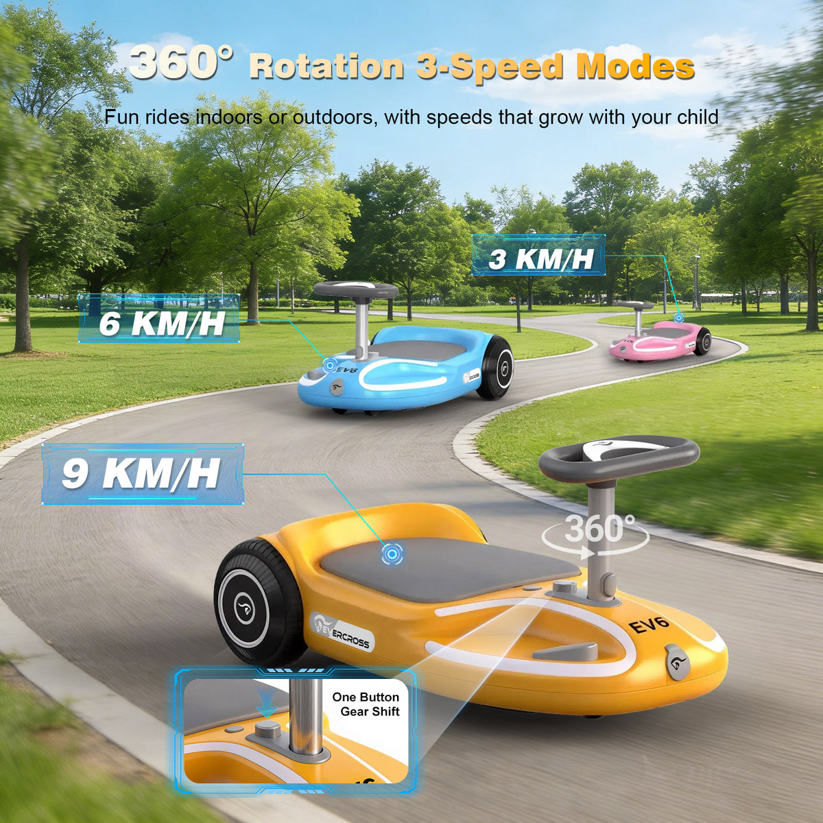 EVERCROSS EV6 Kids Electric Car, 4-in-1 Scooter and Rocker