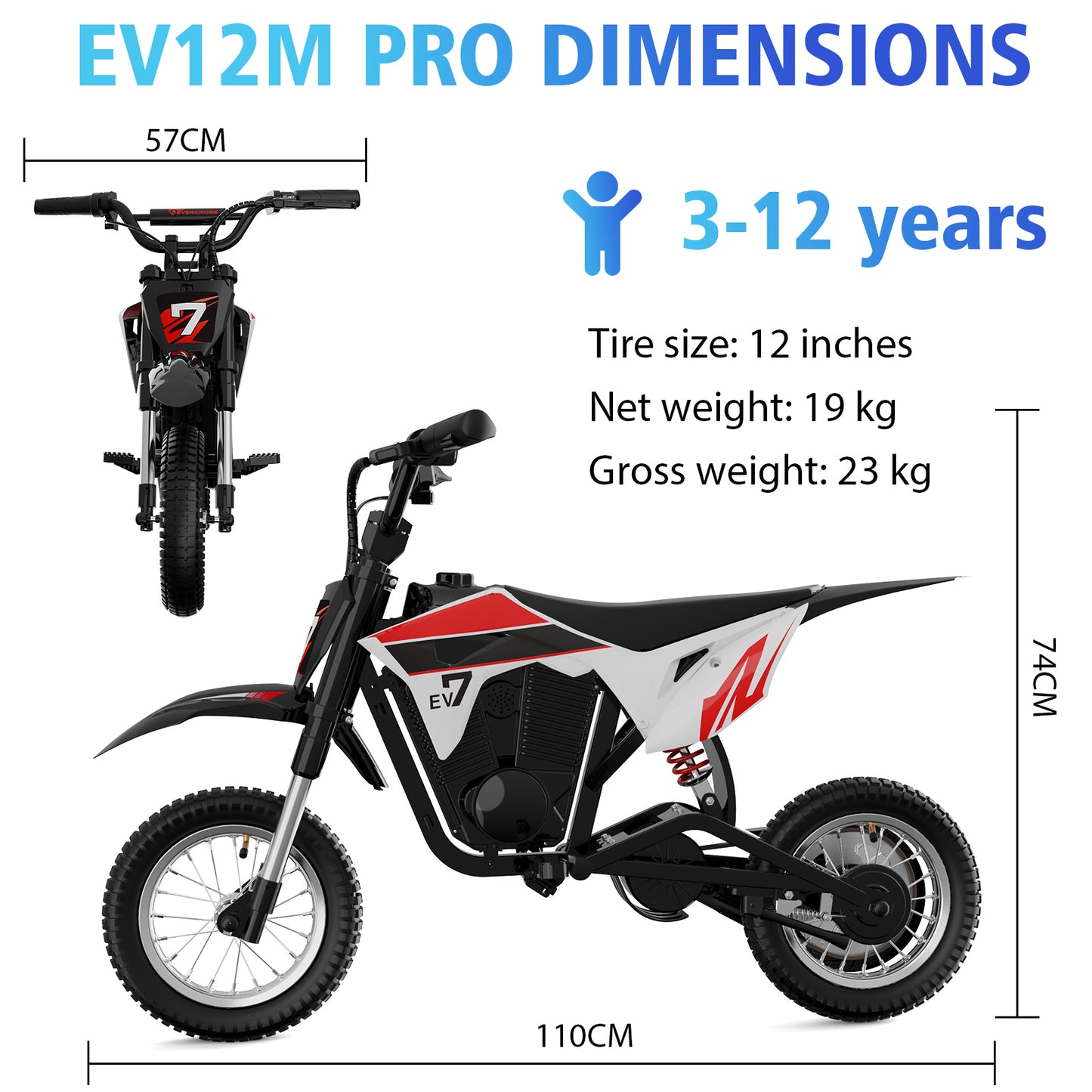 EVERCROSS EV12M PRO Kids' Electric Motorbike - Upgraded Version