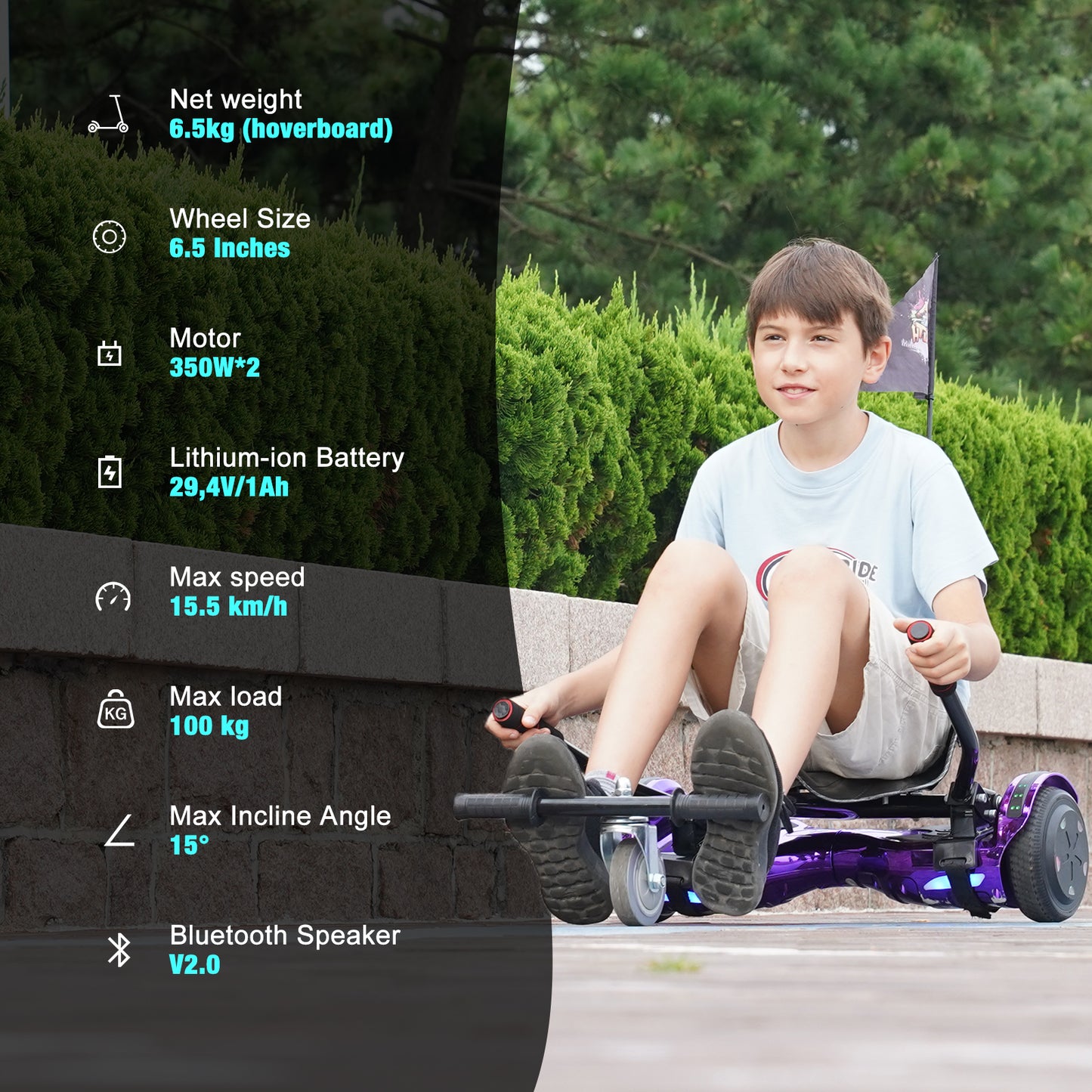 EVERCROSS XP10 Hoverboard, Self Balancing Scooter 6.5" with Seat