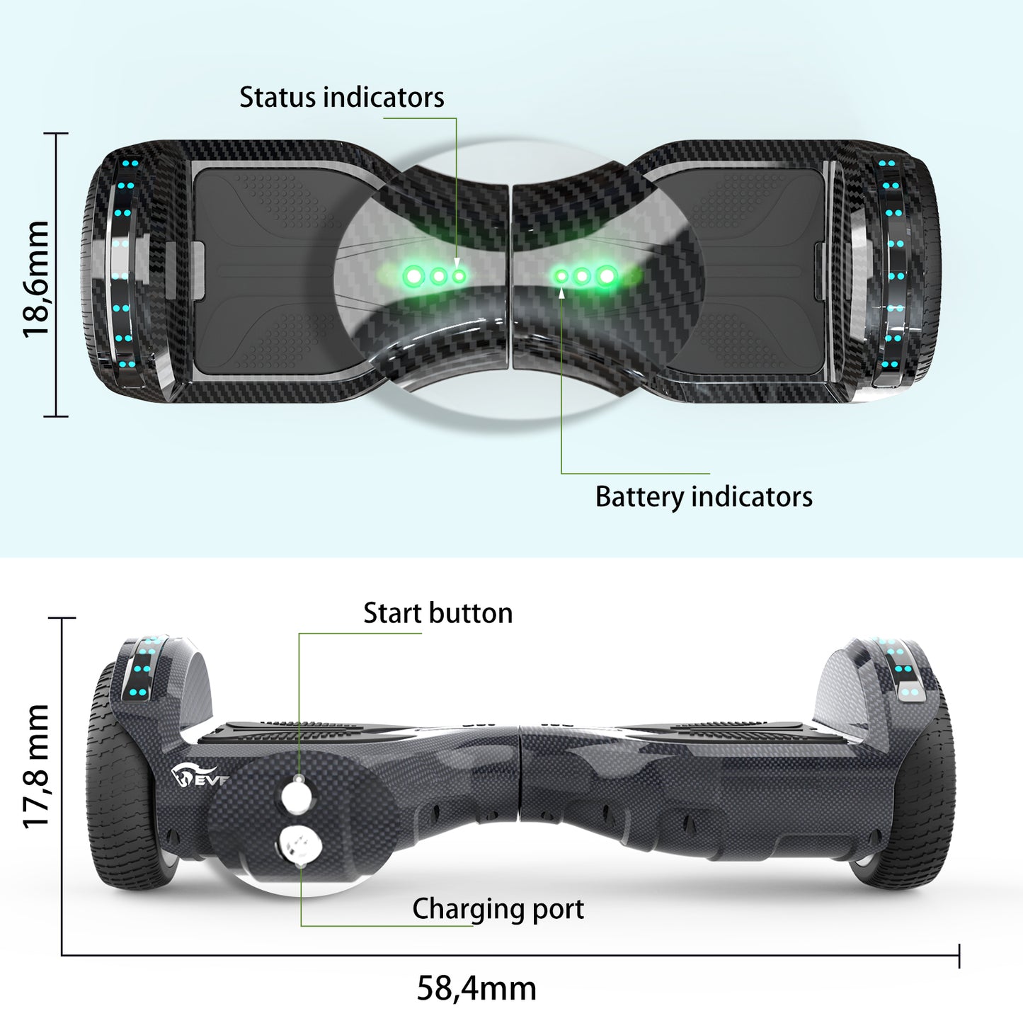 EVERCROSS XP10 Hoverboard, Self Balancing Scooter 6.5" with Seat
